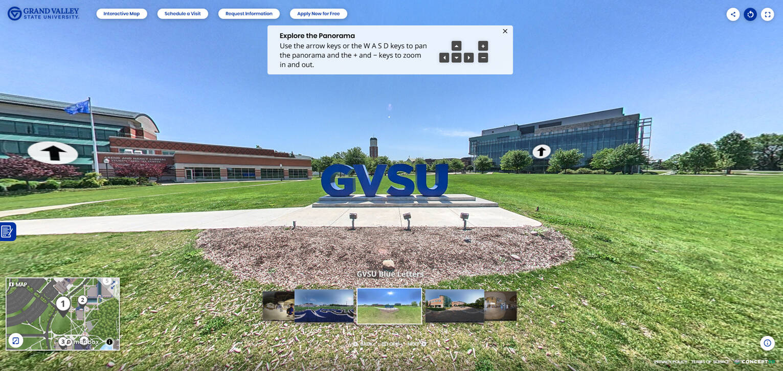 example of gvsu's virtual tour looking at campus
